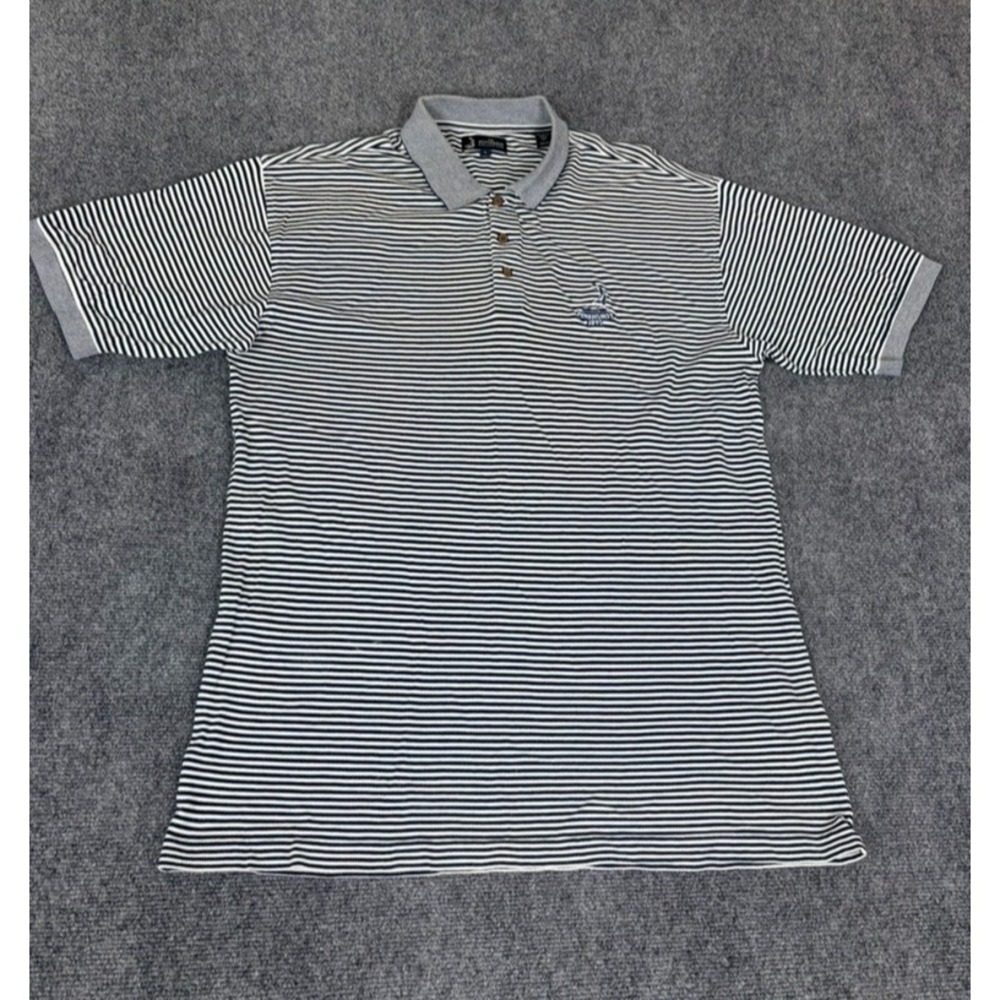 Putter Boy Pinehurt Shirt Mens White Black Striped Polo Golf Performance  Size L
